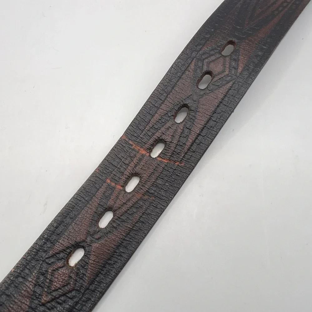 Wrangler Genuine Leather Embossed Western Belt 44/110 Brown Rodeo Cowboy‎